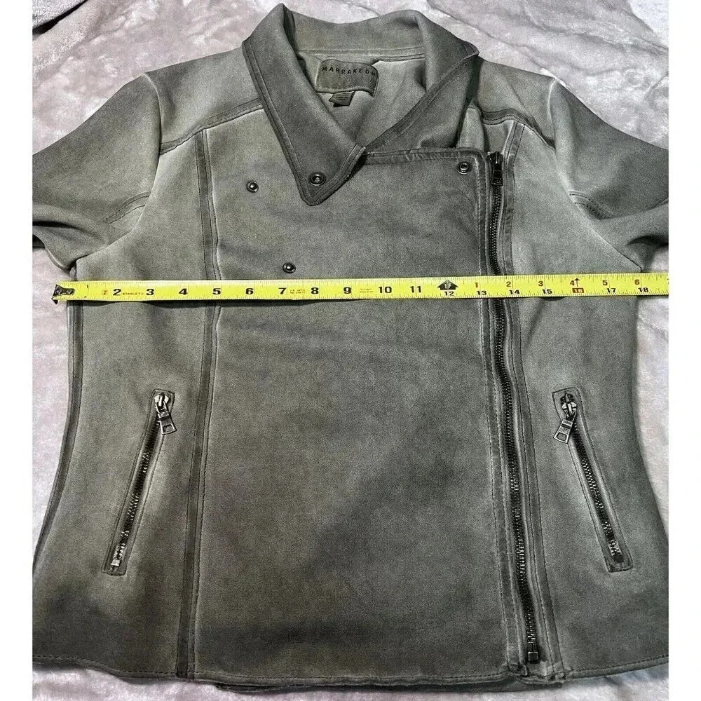 Anthropologie Green Leather Moto Jacket - Picture 11 of 13